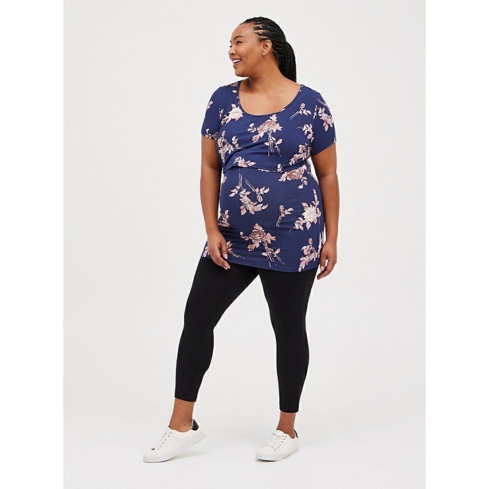 TORRID PREGNANCY MATERNITY NURSING TOP -SUPER SOFT NAVY PLUS SIZE 0X